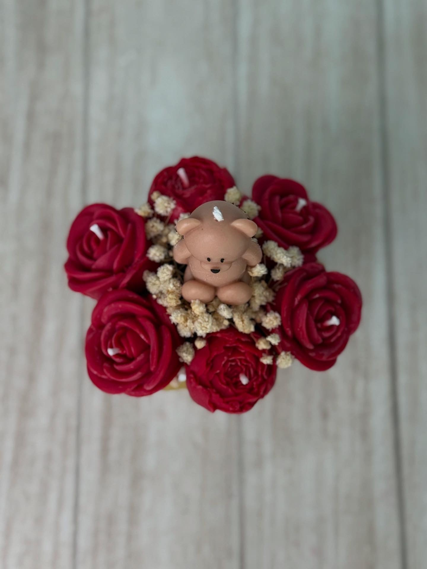 Mini Candle box rosas con osito