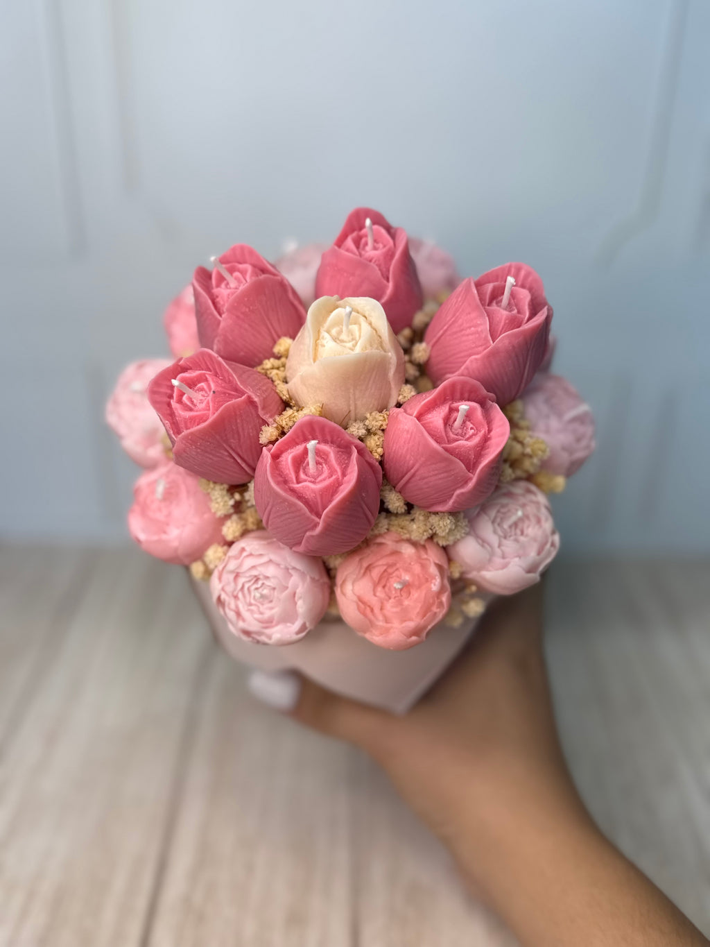 Candle box tulipanes & Peonias