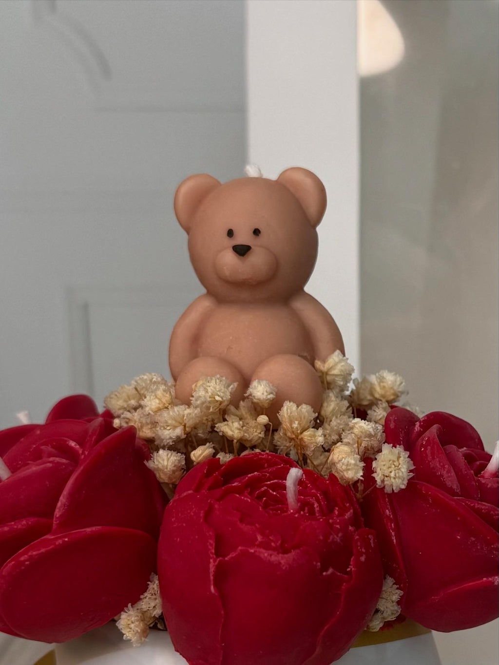 Mini Candle box rosas con osito