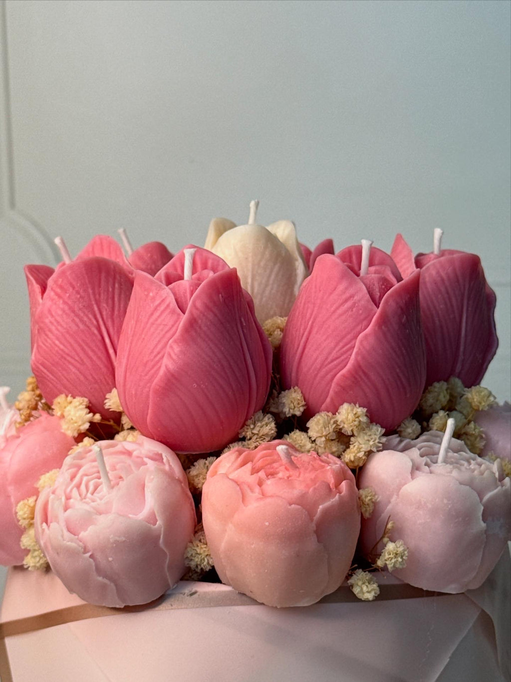 Candle box tulipanes & Peonias
