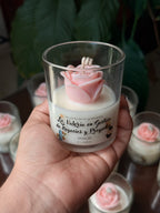 Vela en vaso con rosa