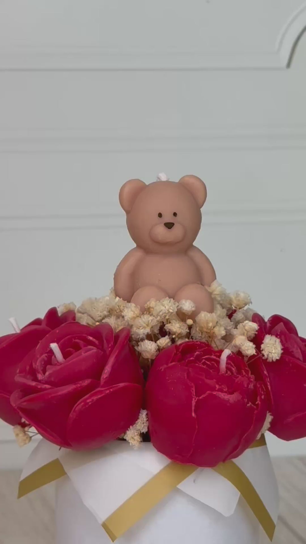 Mini Candle box rosas con osito